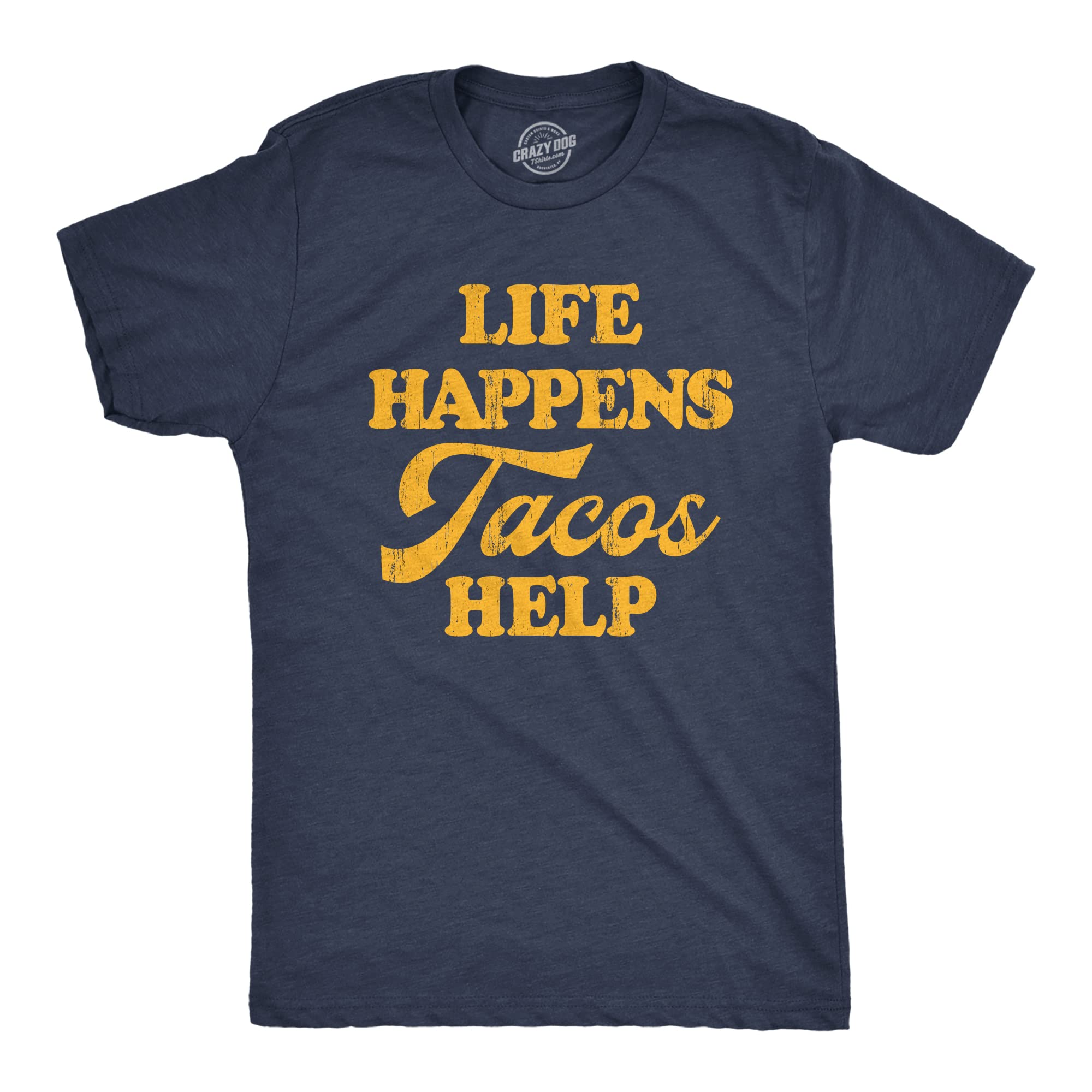 Crazy Dog Men's Funny Taco T-Shirt, Adult Humor Mexican Food Graphic Tee for Guys